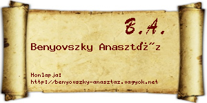Benyovszky Anasztáz névjegykártya